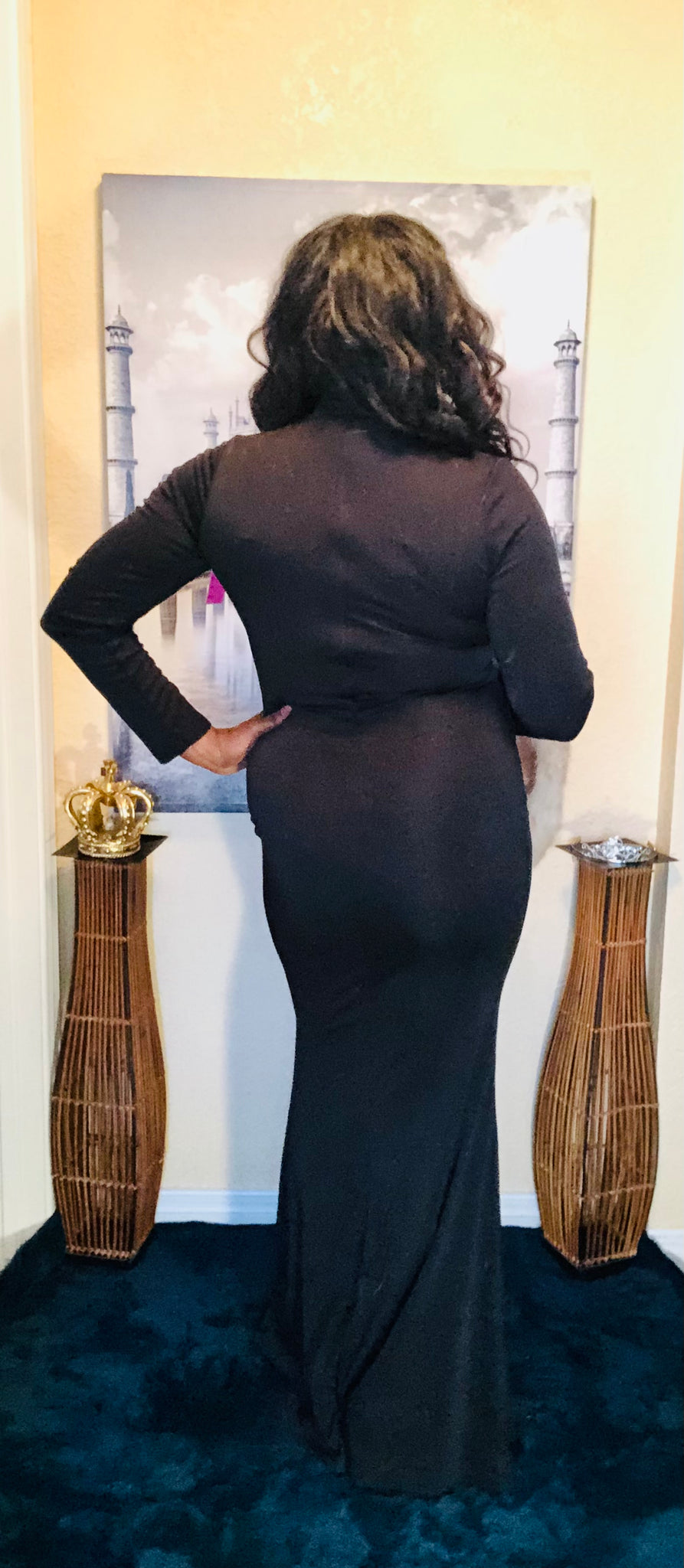 New arrival, long sleeve, black body dress!￼