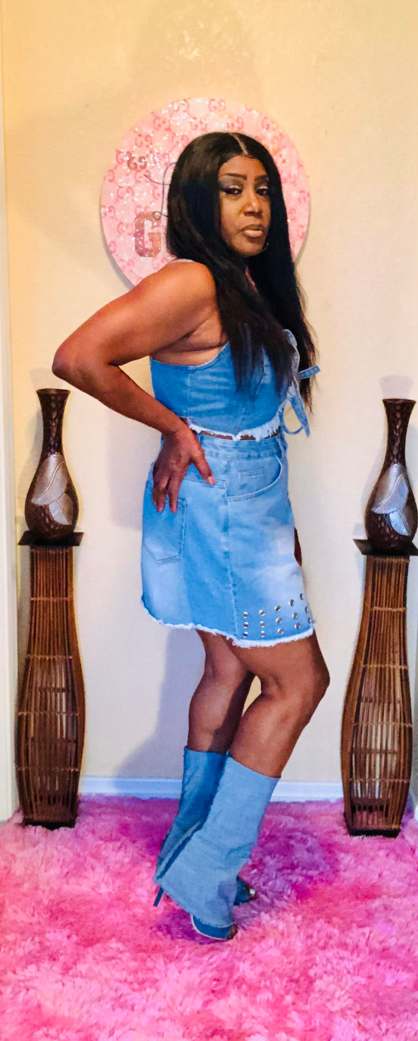 Pretty mama two-piece denim sit