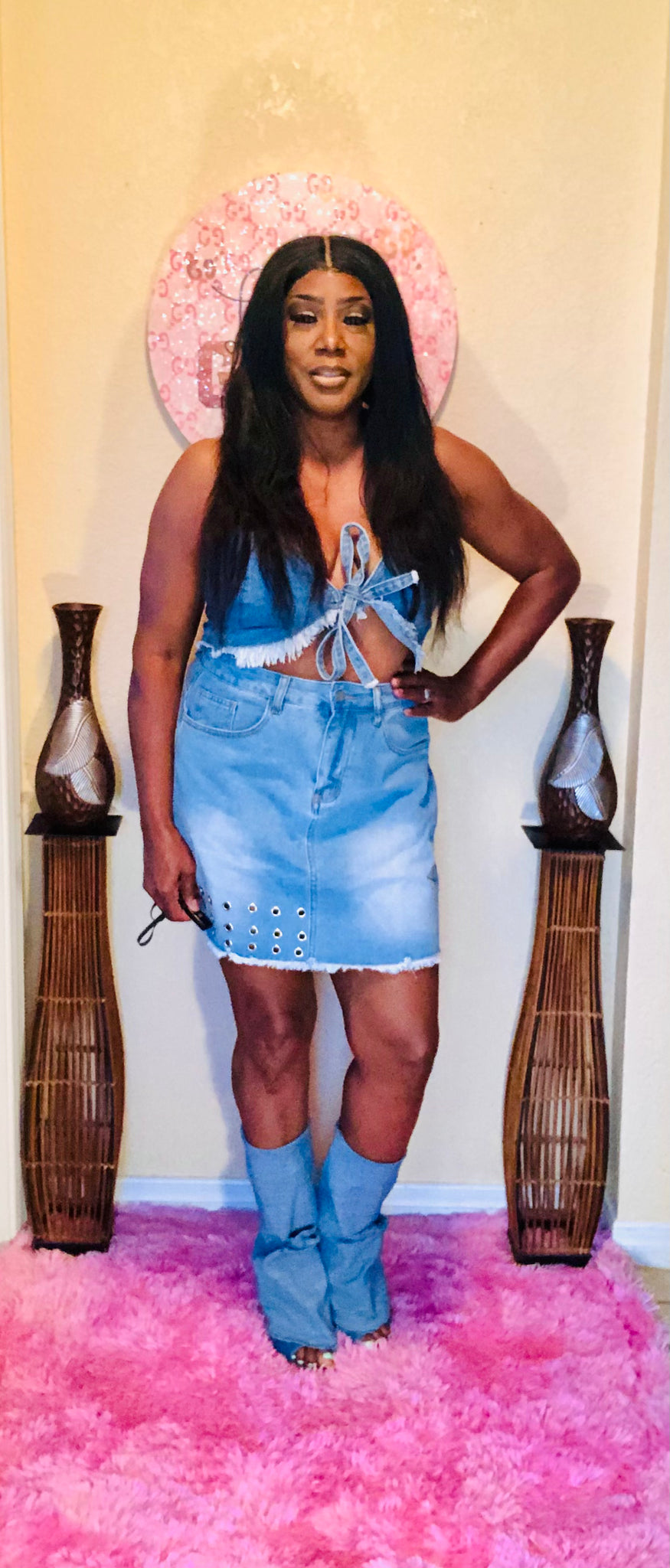 Pretty mama two-piece denim sit