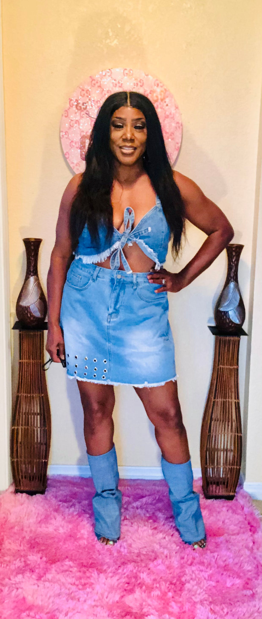 Pretty mama two-piece denim sit