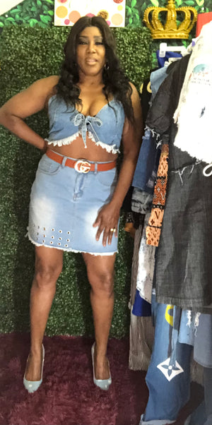 Pretty mama two-piece denim sit