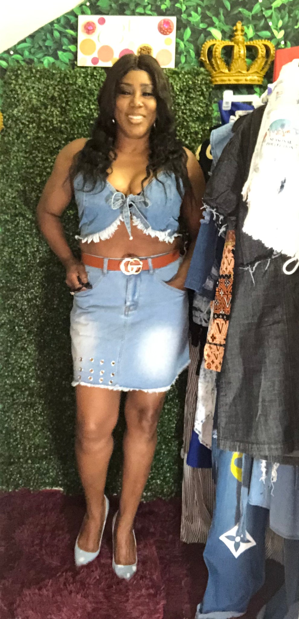 Pretty mama two-piece denim sit