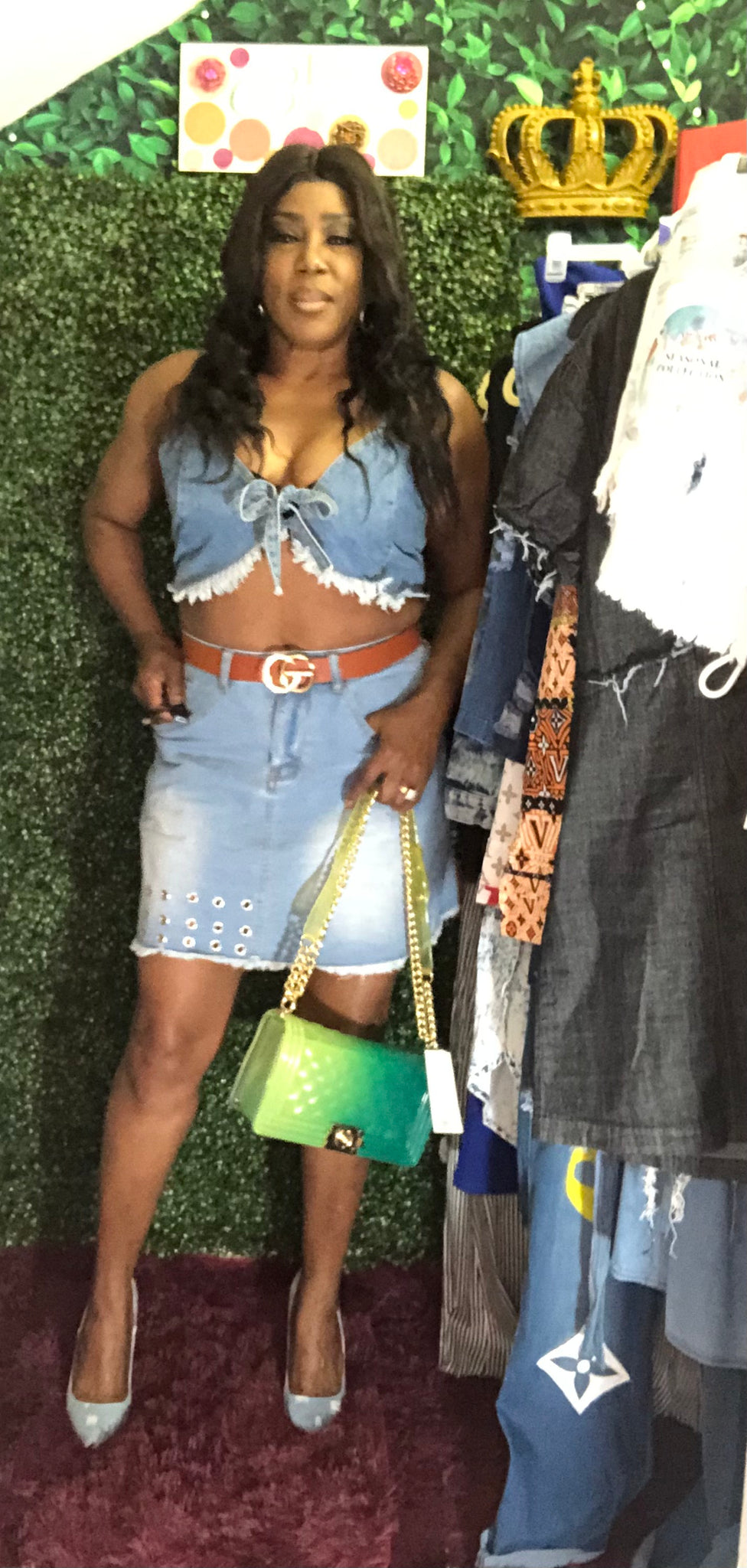 Pretty mama two-piece denim sit